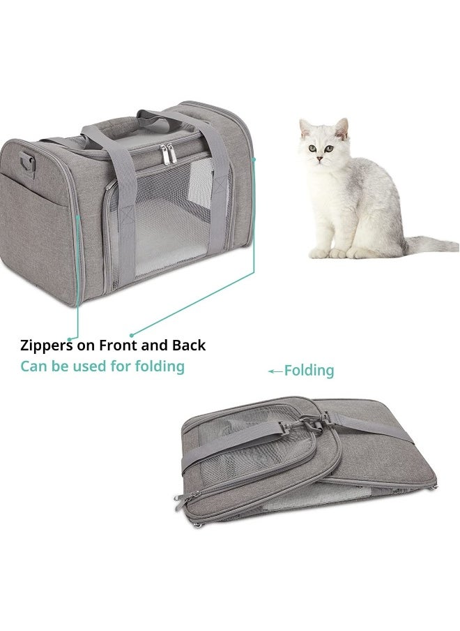 Cat Carrier Pet Dog Collapsible Carriers with Removable Fleece Pad Airline Approved for Soft Sided Travel Medium Puppy and Cats up to 15lbs 45*30*30cm