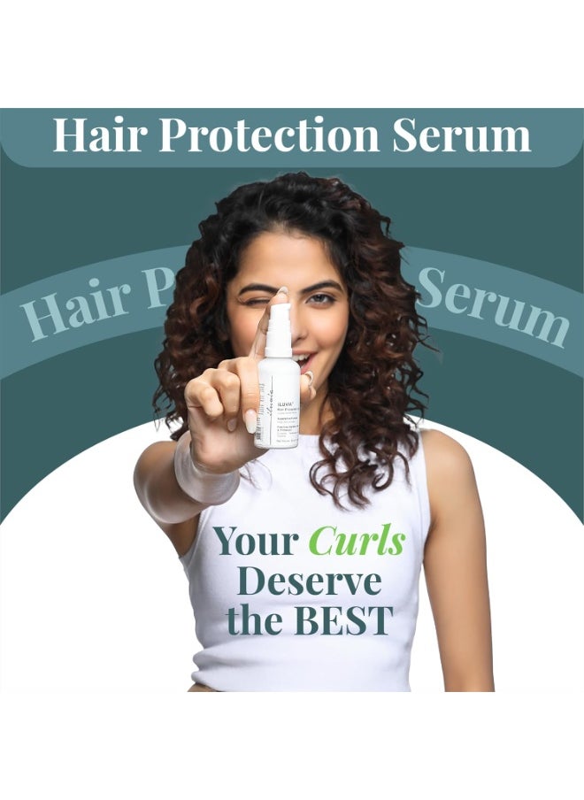 Hair Protection Serum - Coarse, Damaged, Very Frizzy Hair - with Heat & Sun Protection - Thick, Curly, Processed Hair 50ml (Heat Protection Serum)