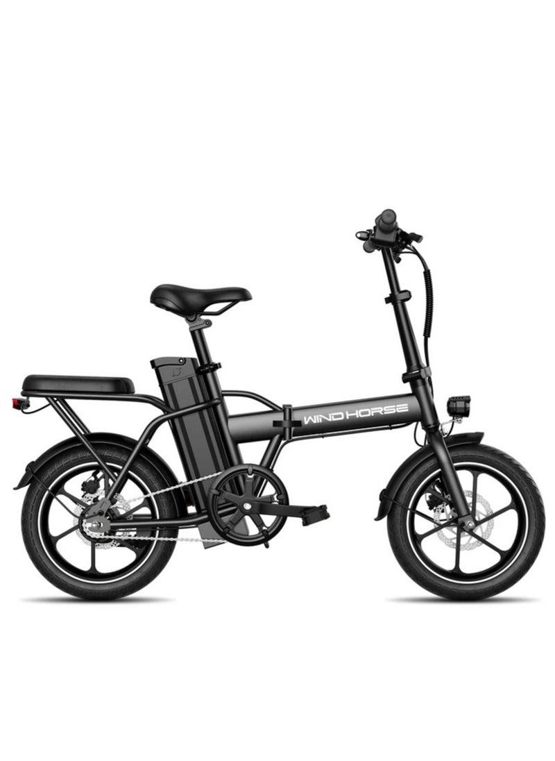 Folding Electric Bike with 350W High Speed Motor|W2A black| 36V 8AH Battery| 40 KM/H Speed| 35 KM Range|Dual Disk Brakes| Carbon Alloy Frame and 16 Inches Tires