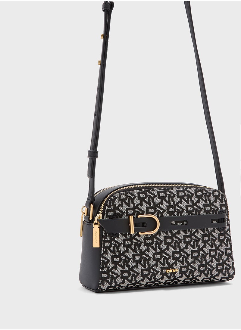 Onxy Logo Detailed Zip Over Crossbody