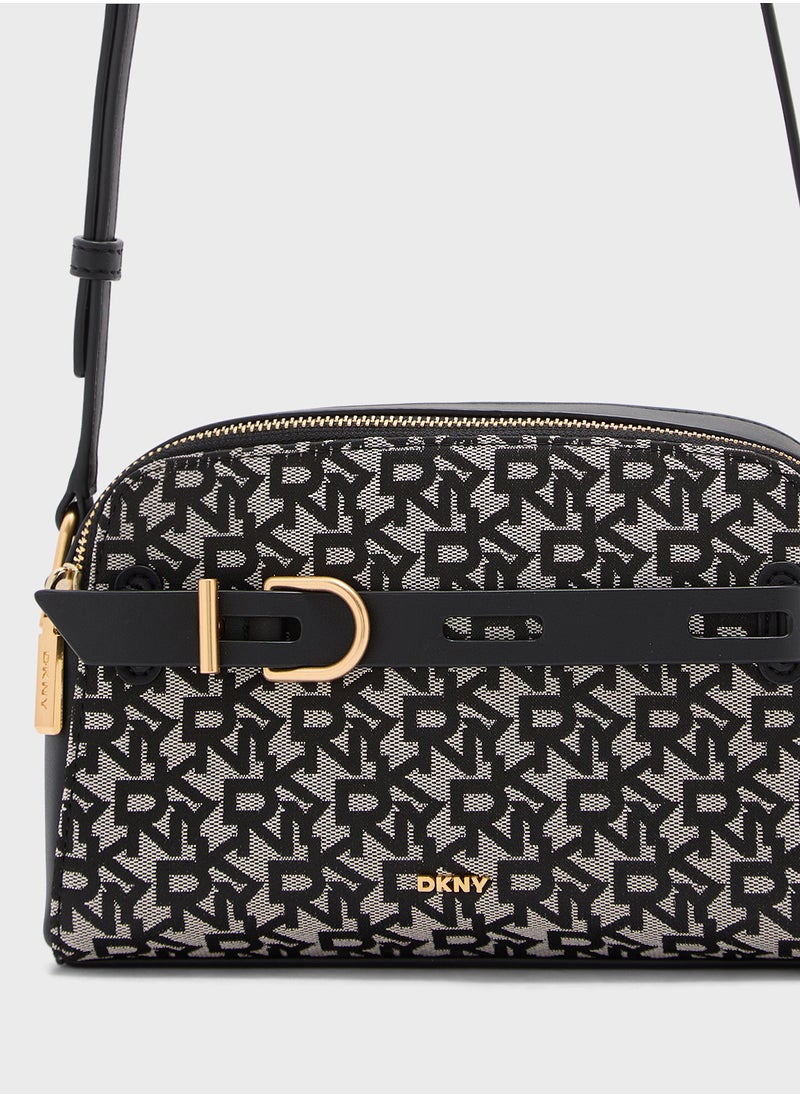 Onxy Logo Detailed Zip Over Crossbody