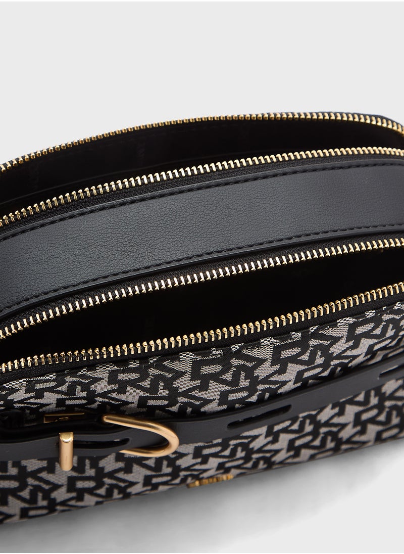 Onxy Logo Detailed Zip Over Crossbody