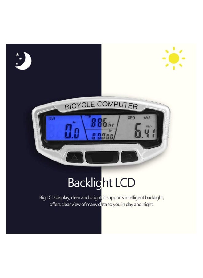 Outdoor Waterproof Wired Bike Computer with LCD Display, Intelligent Backlight, Lightweight, Dustproof, Energy Saving Odometer for Cycling Accessories (1 Pack)