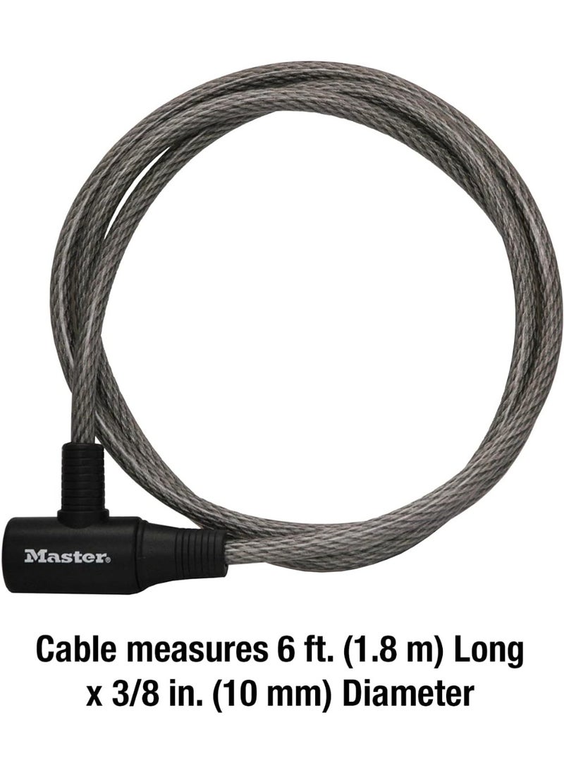 Master Lock Cable Lock, Keyed Bike Lock, 6 ft. Long, 8154DPF