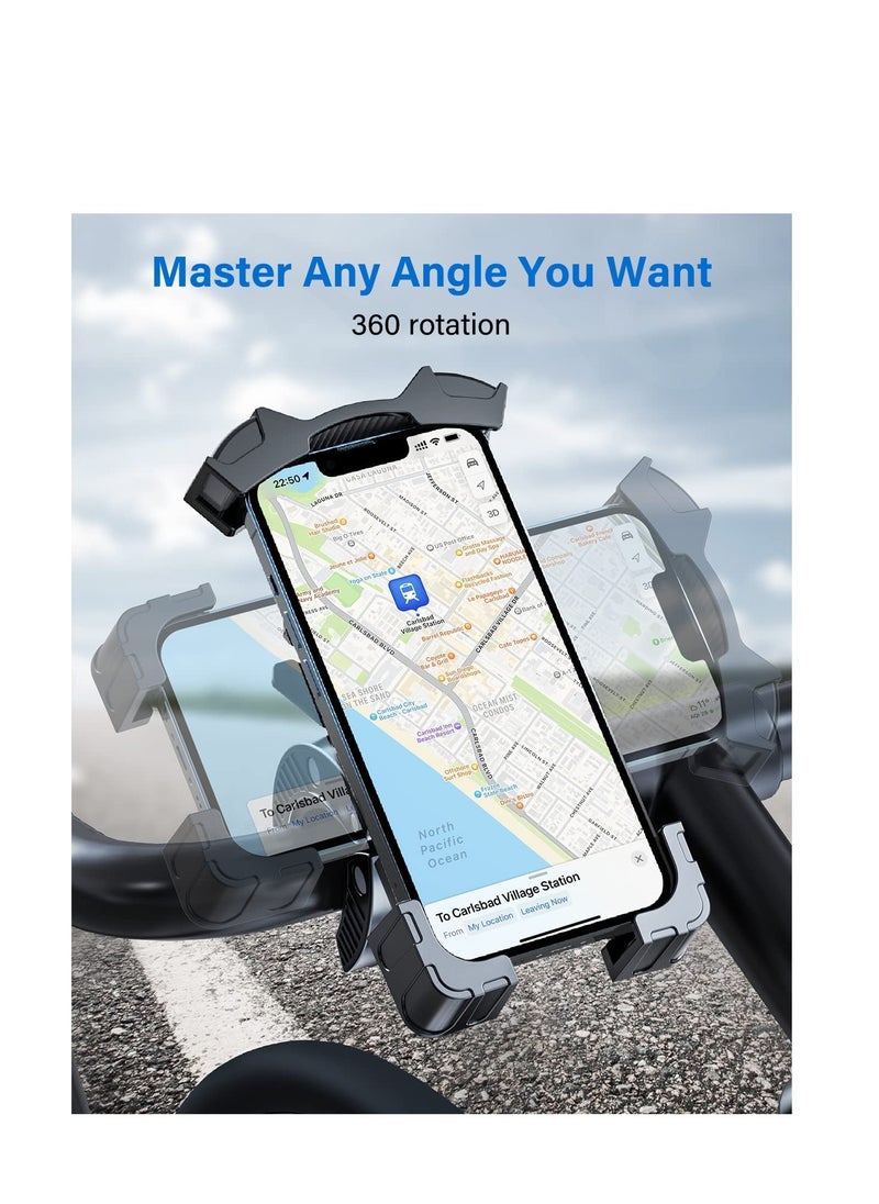 Universal Phone Holder for Bikes, Motorcycle Phone Holder, Bike Phone Mount Compatible with iPhone 14 14 Plus 14 pro max 13 13 Mini 13 Pro Max 12 for Samsung Galaxy S21 Note20 and More