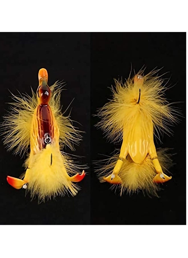 Duck Topwater Fishing bait Lure, Yellow Duckling Floating Artificial Bait Plopping and Splashing Feet Hard Fishing Tackle for sea and freshwater fishing