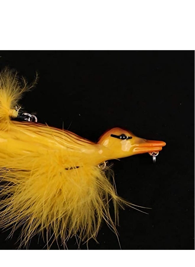 Duck Topwater Fishing bait Lure, Yellow Duckling Floating Artificial Bait Plopping and Splashing Feet Hard Fishing Tackle for sea and freshwater fishing