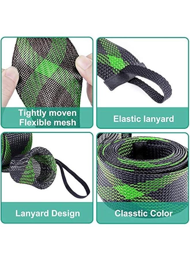 Fishing Rod Socks 67inches/74.8inches Fishing Rod Sleeve - Braided Mesh Rod Cover Protector Pole Gloves for Bait Casting Sea Fishing Rod