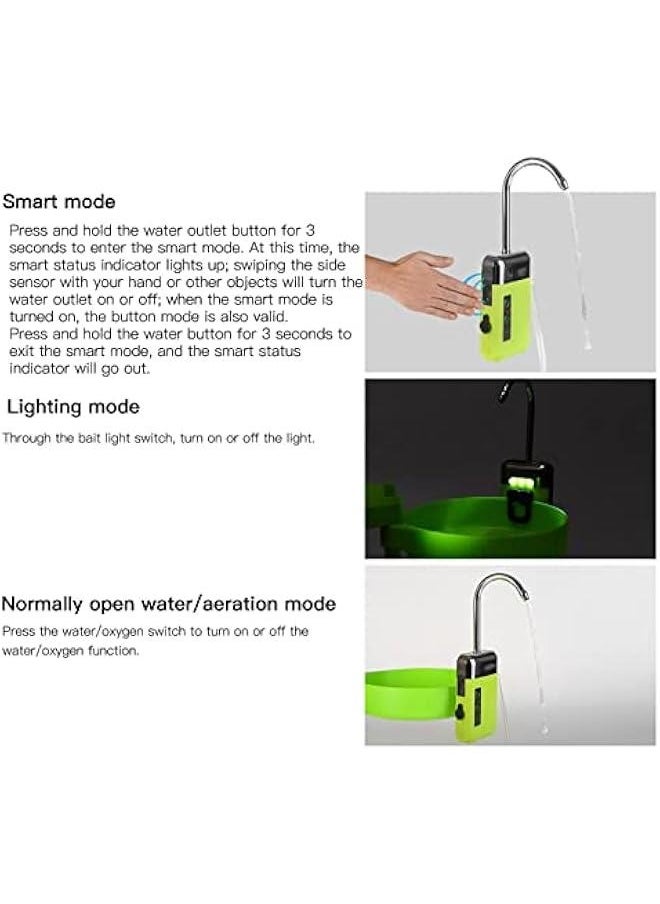 Oxygen Pump Sensing Pumping Water 3 Modes with LED Light for Fishing Hands Washing 210