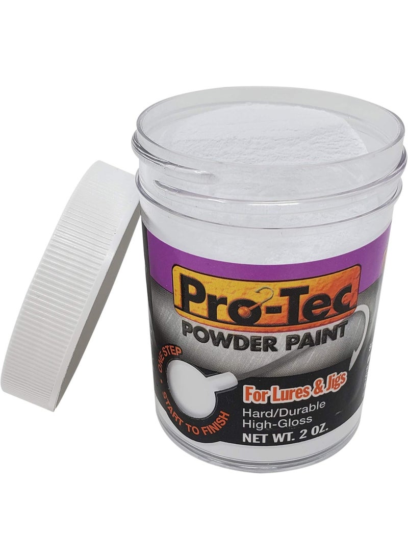 Pro-Tec Powder Paint 2oz – Powder Coating Paint for Jig Heads, Lures, and Tackle – High-Gloss, Easy-to-Use Fishing Lure Paint - White