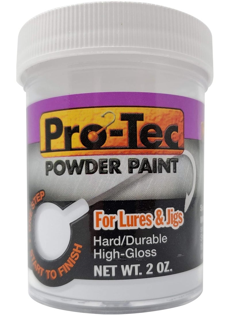 Pro-Tec Powder Paint 2oz – Powder Coating Paint for Jig Heads, Lures, and Tackle – High-Gloss, Easy-to-Use Fishing Lure Paint - White