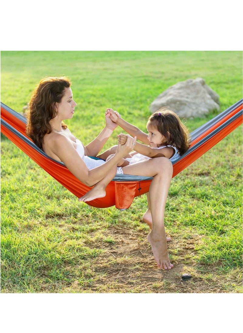 Camping Hammock Double Single Outdoor Hammocks with 2 Tree Straps Portable Lightweight Nylon Parachute Hammocks for Travel Camping Backpacking Hiking Backyard