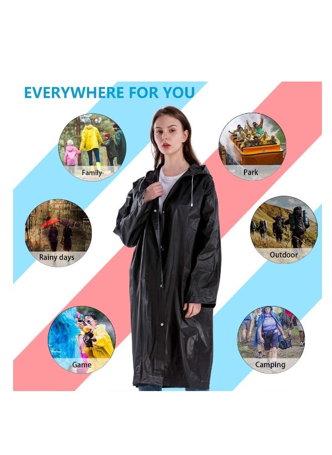 Raincoat Rain Poncho for Adults, 1 Pack EVA Rain Poncho for Women and Men Reusable Raincoat Jacket Packable for Family Fishing/Travel/Emergency/ with Hood and Elastic Sleeving