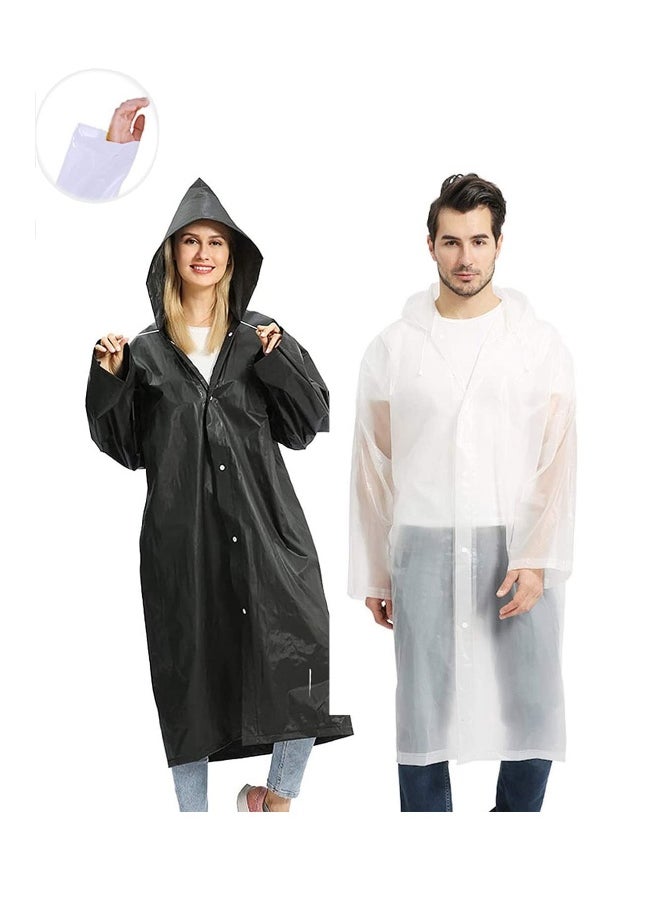 Raincoat Rain Poncho for Adults, 1 Pack EVA Rain Poncho for Women and Men Reusable Raincoat Jacket Packable for Family Fishing/Travel/Emergency/ with Hood and Elastic Sleeving