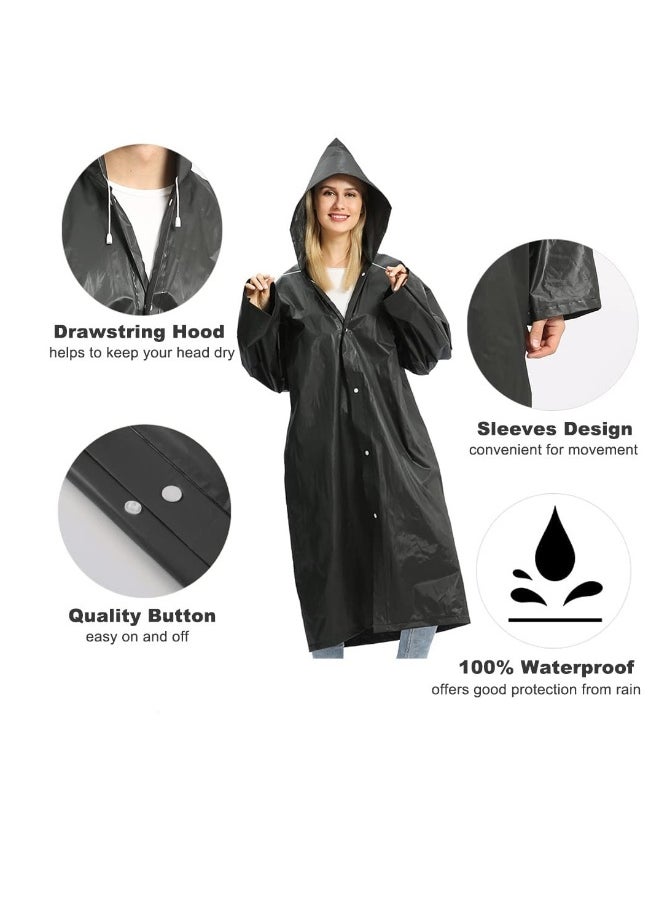 Raincoat Rain Poncho for Adults, 1 Pack EVA Rain Poncho for Women and Men Reusable Raincoat Jacket Packable for Family Fishing/Travel/Emergency/ with Hood and Elastic Sleeving