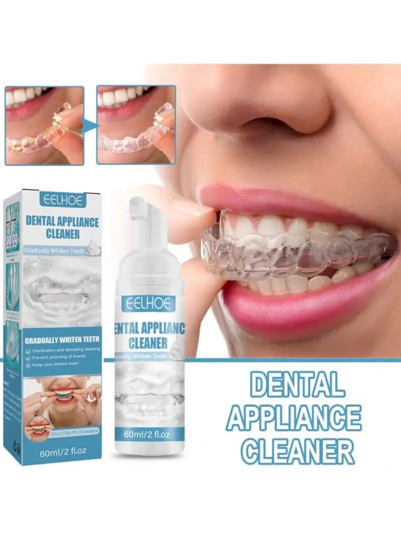 60ml Dental Appliance Cleaner Foam Cleanser for Oral Appliances Braces Cleaner Foam Denture Whitener Toothpaste Aligner Cleaner Teeth Retainer Cleaner Mouth Guard Cleaner Retainer Cleaner Retainer Cleaner Stain Remover
