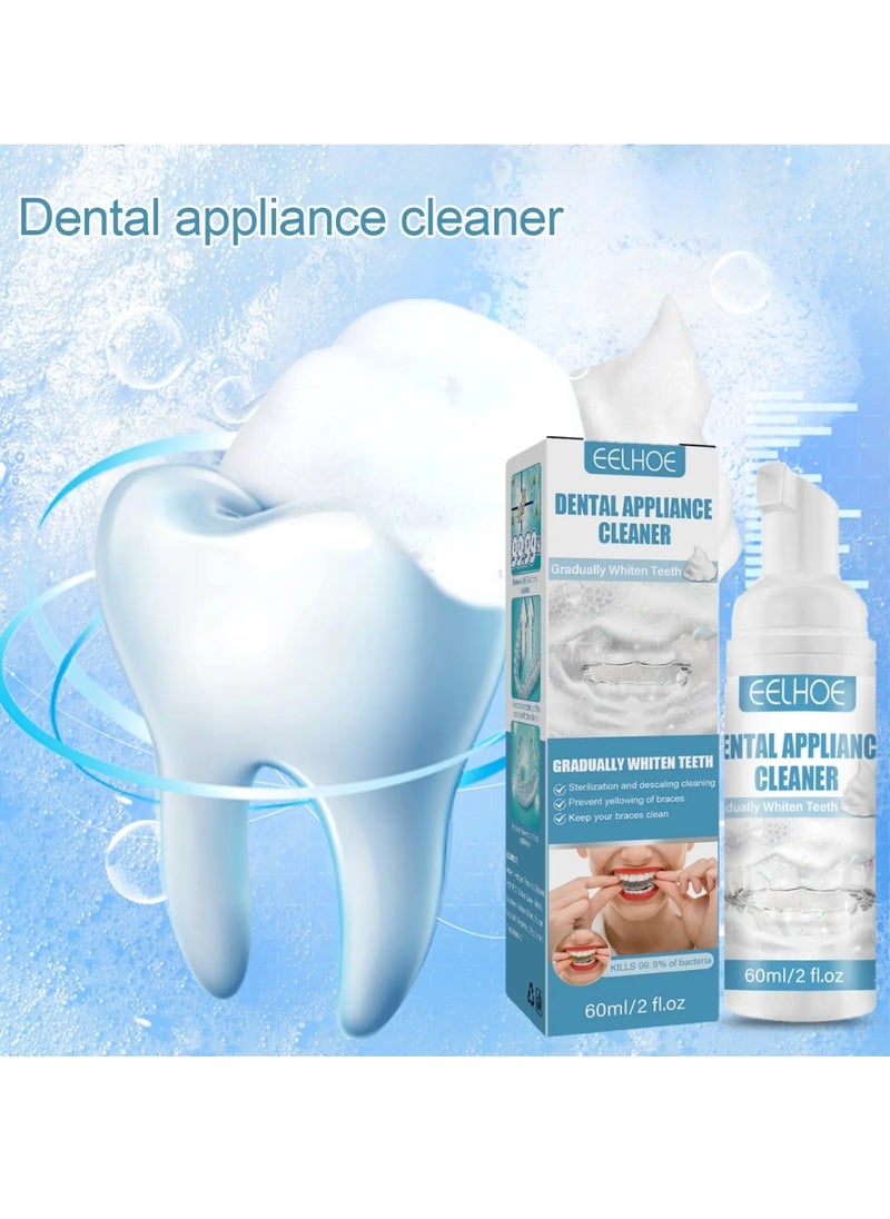 60ml Dental Appliance Cleaner Foam Cleanser for Oral Appliances Braces Cleaner Foam Denture Whitener Toothpaste Aligner Cleaner Teeth Retainer Cleaner Mouth Guard Cleaner Retainer Cleaner Retainer Cleaner Stain Remover
