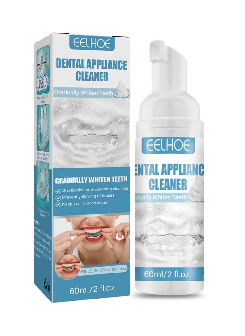 60ml Dental Appliance Cleaner Foam Cleanser for Oral Appliances Braces Cleaner Foam Denture Whitener Toothpaste Aligner Cleaner Teeth Retainer Cleaner Mouth Guard Cleaner Retainer Cleaner Retainer Cleaner Stain Remover