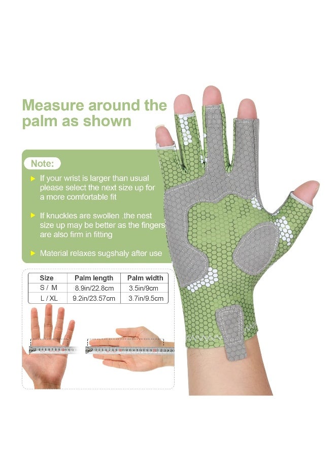 Camouflage Fishing Gloves with Silicone Anti-Slip Design - Comfortable, Breathable Fishing Gloves with Sun Protection( L-XL)