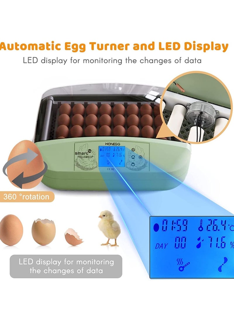 32 Eggs Digital Mini Automatic Egg Incubator with Turner for Hatching Turkey Goose Quail Chicken Eggs, Egg Hatcher Machine