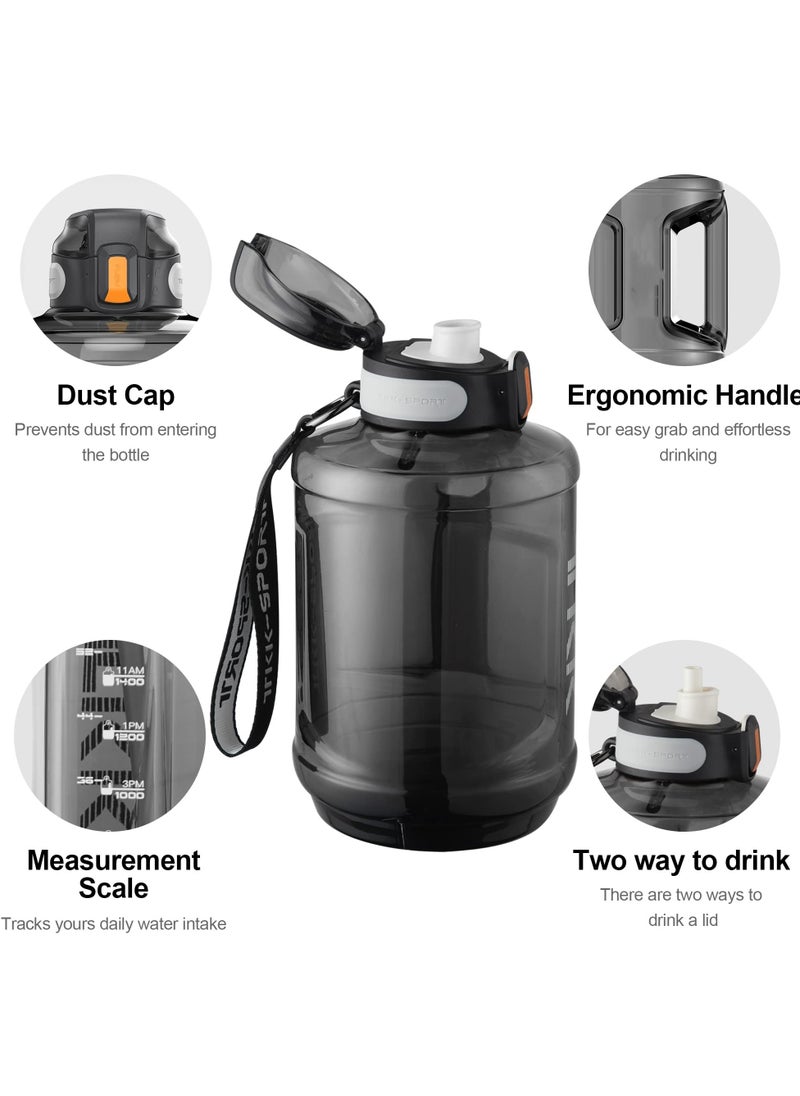 Half Gallon Water Bottle with Straw Water Bottle with Time Marker and Handle BPA Free Water Jug Large Water Bottles 64 oz for Gym Yoga Travel Camping Outdoor