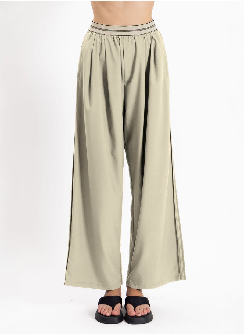 DETAILED WIDE LEG COMFORT TROUSERS