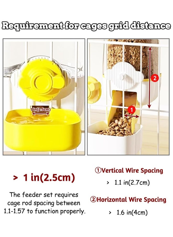 37oz Gravity Rabbit Feeder and Waterer Set for Hanging Cages - Automatic Food Dispenser and Water Bowl for Small Pets - Ferrets, Chinchillas, and Rabbits