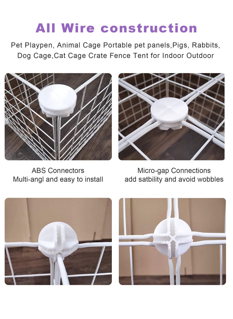 DIY Pet Fence, Animal Cage Portable Pet Panel, Rabbit, Dog Cage, Cat Cage Fence Tent for Indoor and Outdoor (Large White)