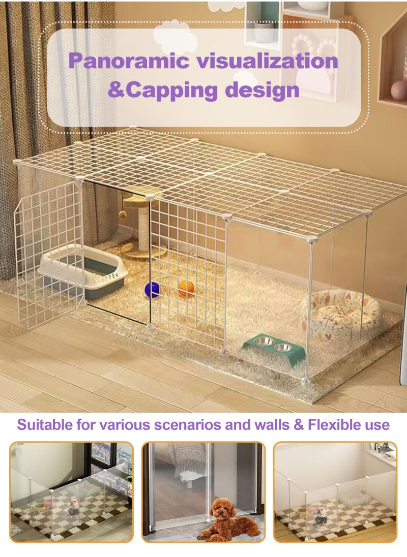 DIY Pet Fence, Animal Cage Portable Pet Panel, Rabbit, Dog Cage, Cat Cage Fence Tent for Indoor and Outdoor (Large White)