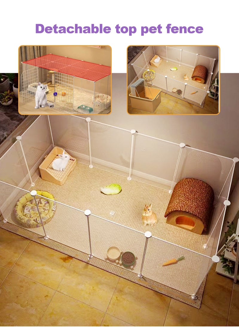 DIY Pet Fence, Animal Cage Portable Pet Panel, Rabbit, Dog Cage, Cat Cage Fence Tent for Indoor and Outdoor (Large White)