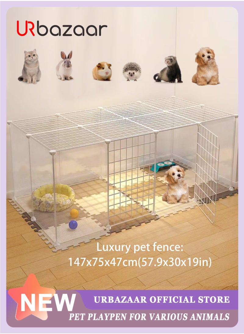 DIY Pet Fence, Animal Cage Portable Pet Panel, Rabbit, Dog Cage, Cat Cage Fence Tent for Indoor and Outdoor (Large White)
