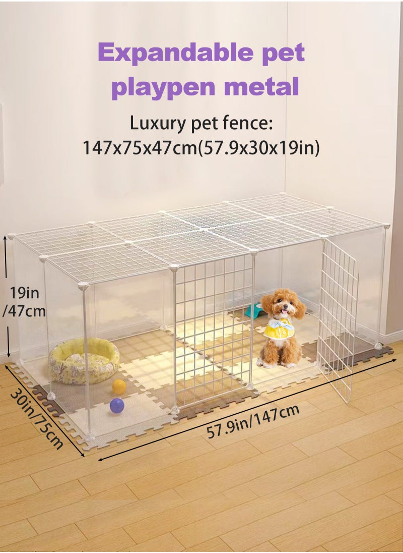 DIY Pet Fence, Animal Cage Portable Pet Panel, Rabbit, Dog Cage, Cat Cage Fence Tent for Indoor and Outdoor (Large White)