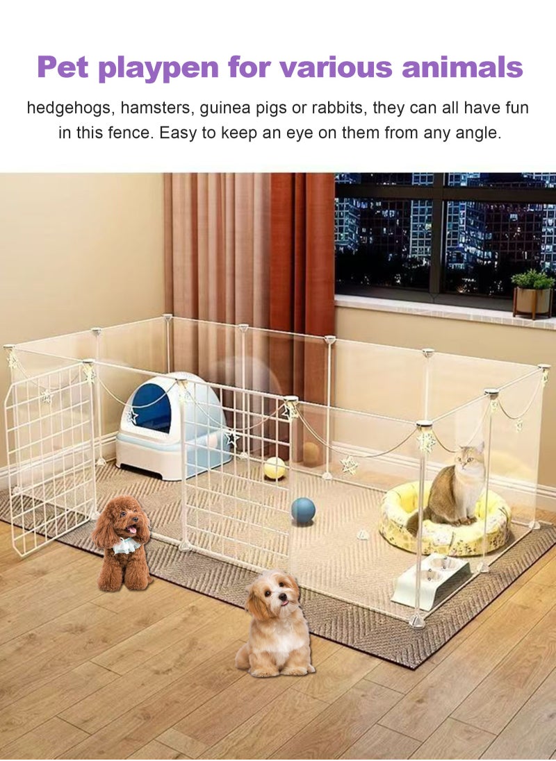 DIY Pet Fence, Animal Cage Portable Pet Panel, Rabbit, Dog Cage, Cat Cage Fence Tent for Indoor and Outdoor (Large White)