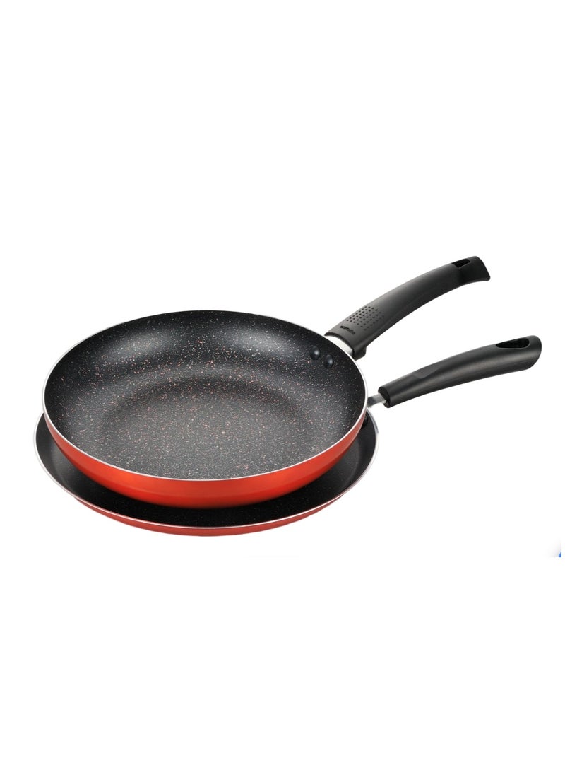 ULTRA 2PCS NON-STICK COOKWARE SET, FRYPAN 26CM + TAWA 28CM, PRESSED ALUMINUM COOKING SET, INDUCTION BOTTOM COOKWARE, METALIC ORANGE COLOR, SUITABLE FOR ALL STOVES, BG31307OR