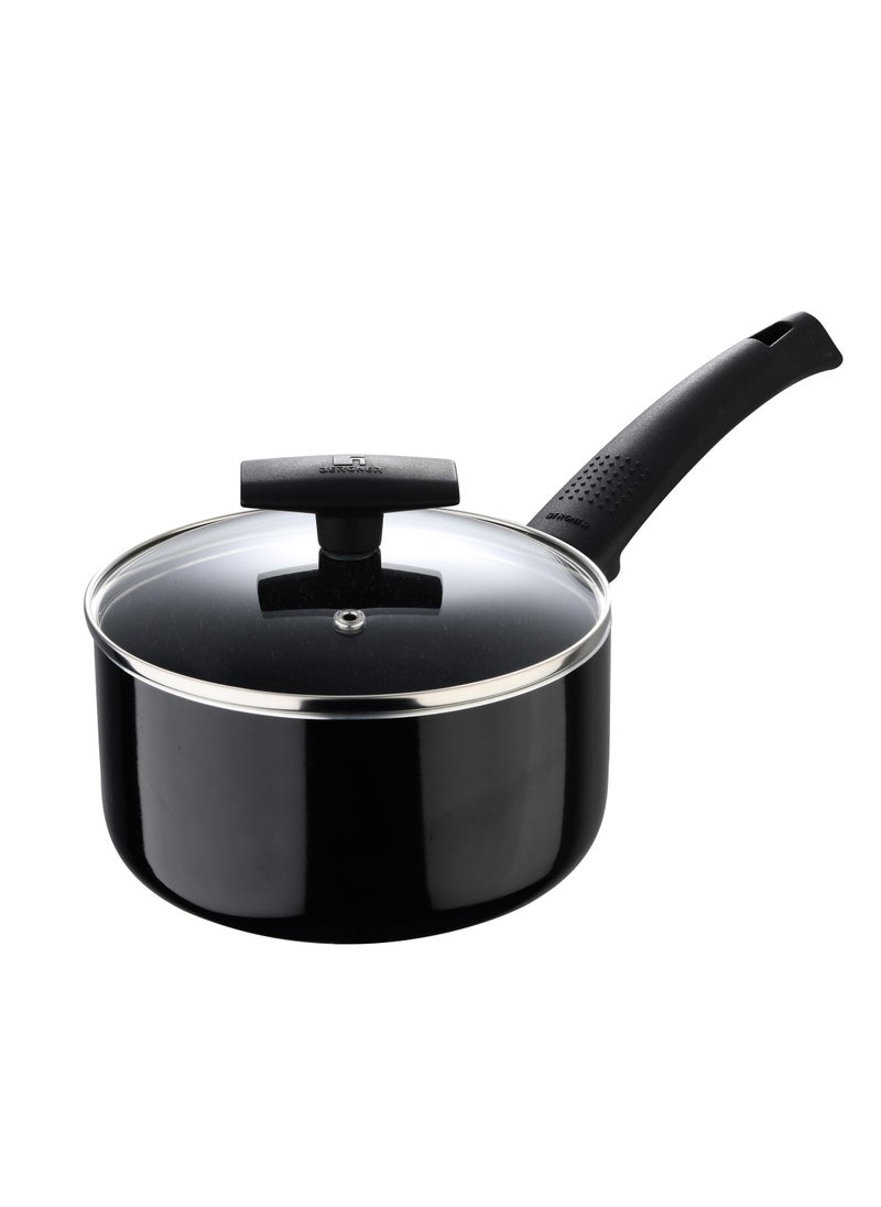 SHINE 7PCS COOKWARE SET, PRESSED ALUMINUM COOKING SET, MARBLE+ NON-STICK COATING COOKWARE, INDUCTION BOTTOM COOKING POT SET, SUITABLE FOR ALL STOVES, BLACK COLOR, BG34660BK