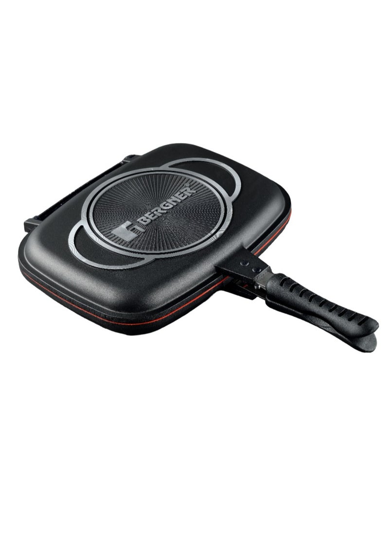 ORION CAST ALUMINUM DOUBLE GRILL PAN 32X24X7CM, INDUCTION BOTTOM, GREY COLOR, BG30069GY