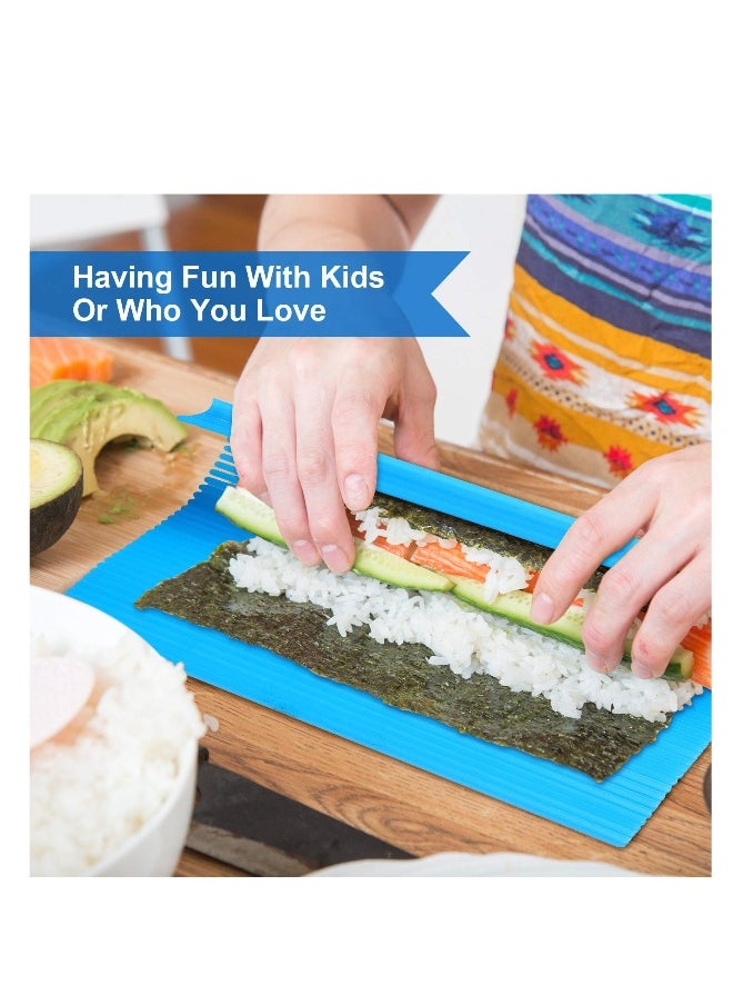 3 Piece Kitchen Sushi Roll Mat Non Stick Sushi Making Kit, Plastic Sushi Roll Maker Homemade, Durable Sushi Mat Roller for Homemade DIY Sushi 8.27 X 9.16 Inch (Red, Green and Blue)