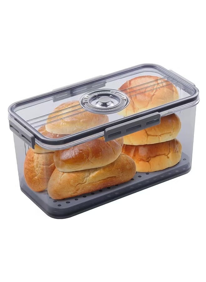 Bread Box, Bread Storage for Homemade Bread, Airtight Bread Container Time Recording Bread Boxes for Kitchen Counter, Bread Keeper Bread Containers, Storage Airtight Loaf,32.5*17.5*15.5 cm,Grey