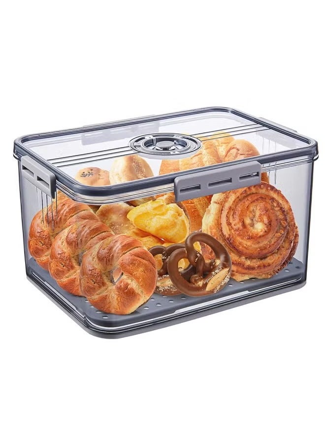 Bread Box, Bread Storage for Homemade Bread, Airtight Bread Container Time Recording Bread Boxes for Kitchen Counter, Bread Keeper Bread Containers, Storage Airtight Loaf,32.5*22.5*15.5 cm, Grey
