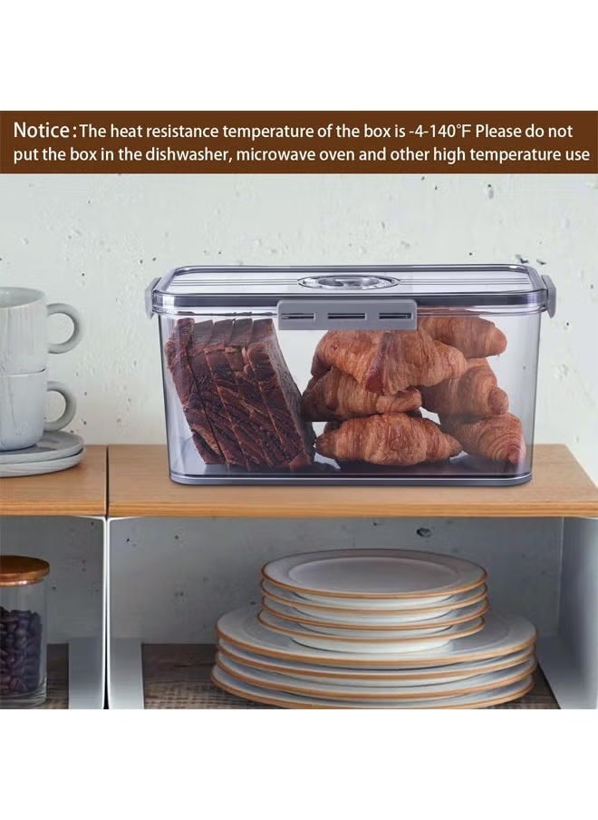 Bread Box, Bread Storage for Homemade Bread, Airtight Bread Container Time Recording Bread Boxes for Kitchen Counter, Bread Keeper Bread Containers, Storage Airtight Loaf,32.5*22.5*15.5 cm, Grey
