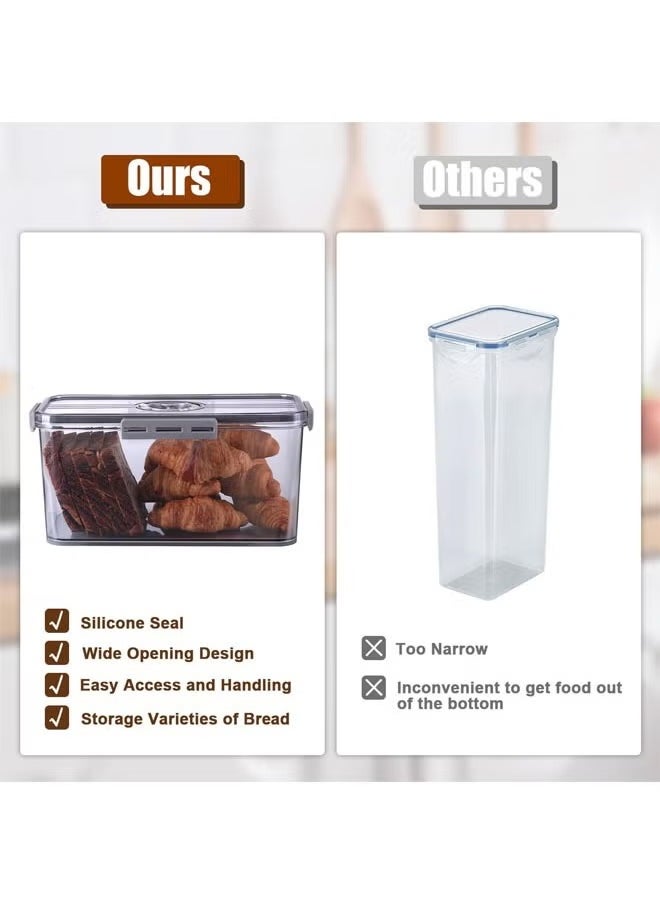 Bread Box, Bread Storage for Homemade Bread, Airtight Bread Container Time Recording Bread Boxes for Kitchen Counter, Bread Keeper Bread Containers, Storage Airtight Loaf,32.5*22.5*15.5 cm, Grey