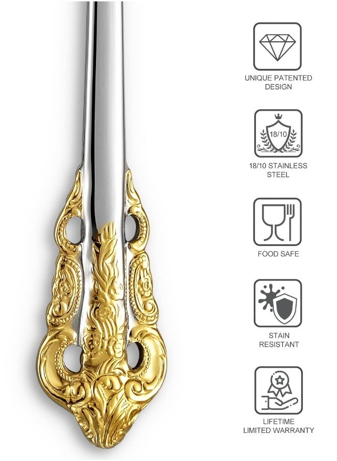 SYOSI Gorgeous 6.3 Small spoons, 18/10 Stainless Steel, Luxury Teaspoons, Stirring, Mixing, Sugar, Cake, Dessert Spoons, Dishwasher Safe, Fine Mirror Polished(4PCS Gold Accent)