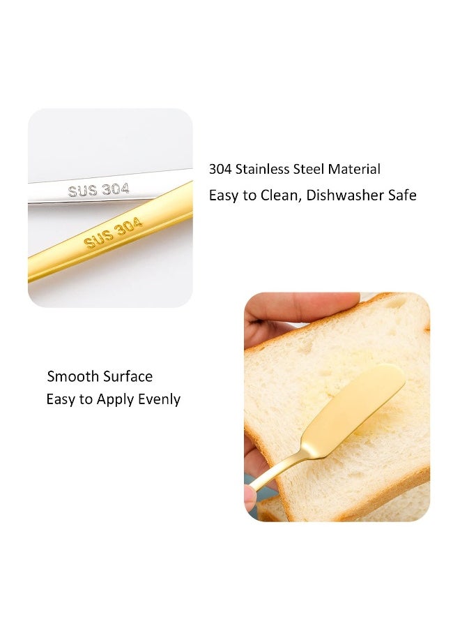 304 er Knife 6 Pcs, Stainless Steel Household er Spatula, Dessert and Jam Small Scraper, er Knife Spreader for Home, kitchen Gold
