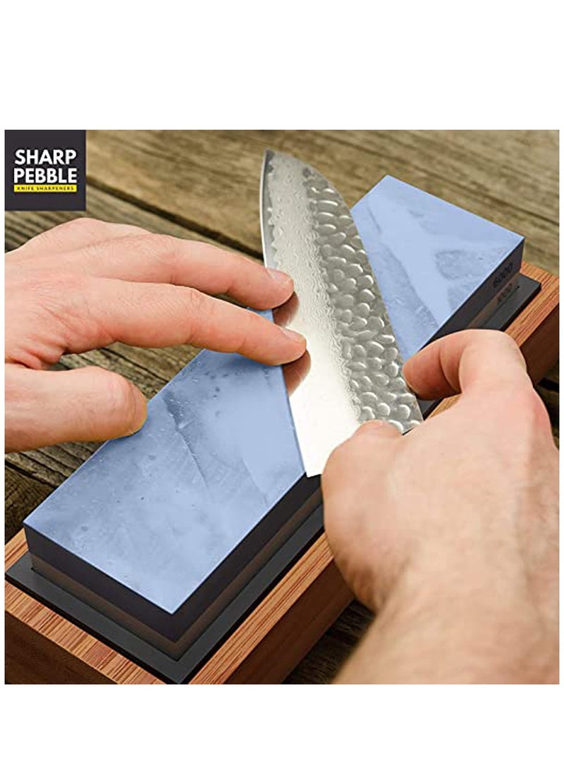 Sharpening Stone 1000/6000 Grits Two Sides Professional Whetstone Knife Sharpener, Premiun Water Whetstone on Non-Slip Silicone Holder & Bamboo Block