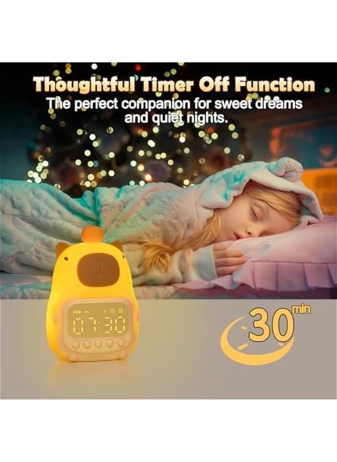 Cute Capybara Alarm Clock Night Light, Fun Children's Wake Up Lamp, Night Light for Kids Bedroom Decoration, Sleep Training Clock, Birthday Gift