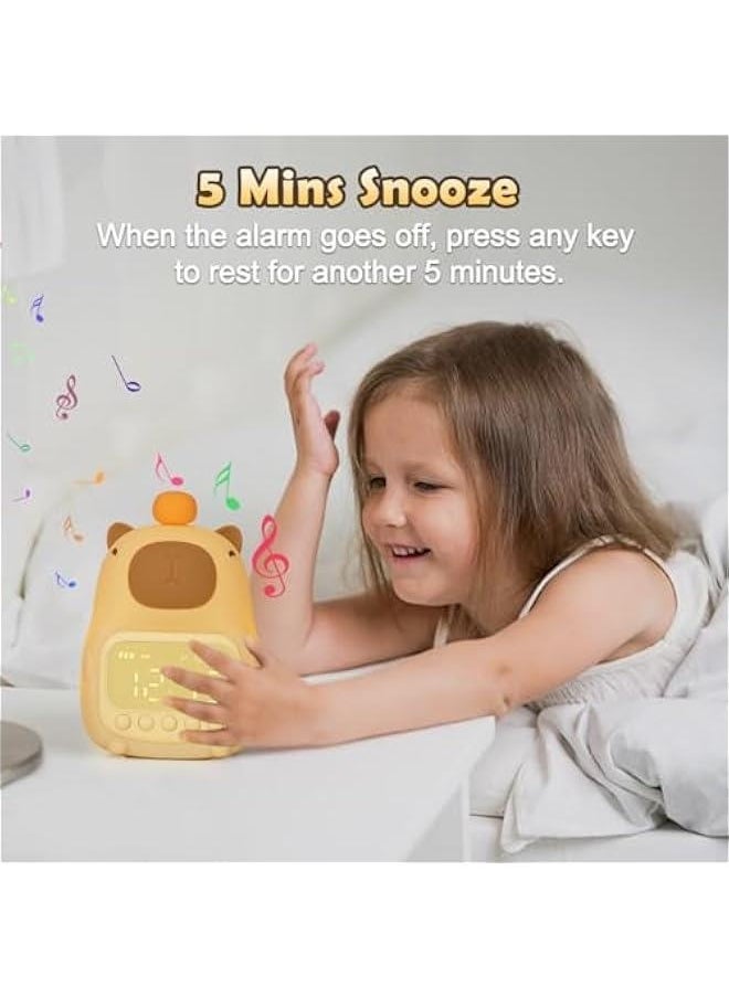 Cute Capybara Alarm Clock Night Light, Fun Children's Wake Up Lamp, Night Light for Kids Bedroom Decoration, Sleep Training Clock, Birthday Gift