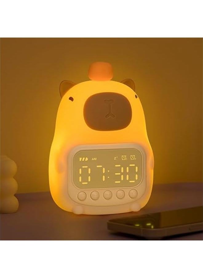 Cute Capybara Alarm Clock Night Light, Fun Children's Wake Up Lamp, Night Light for Kids Bedroom Decoration, Sleep Training Clock, Birthday Gift