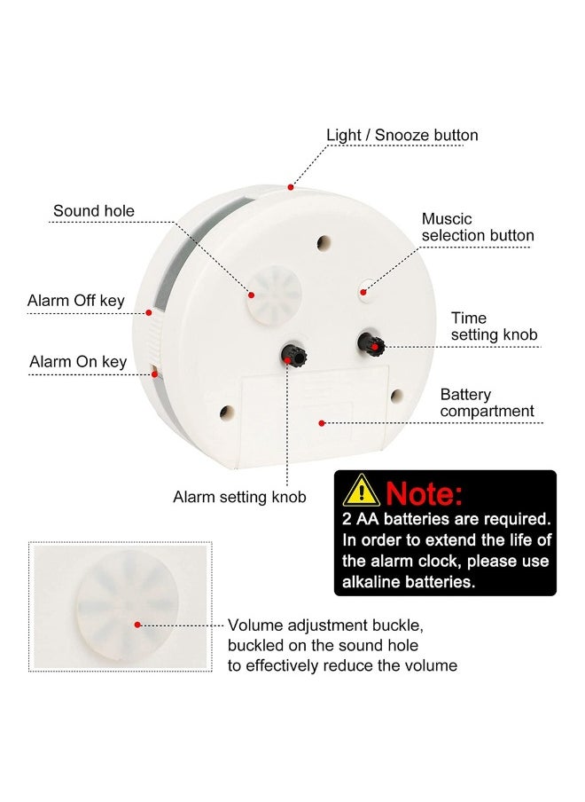 1 Piece Analog Alarm Clock 4 Inch Ultra Silent No Tick Small Clock with Snooze and Night Light Battery Powered Travel Alarm Clock