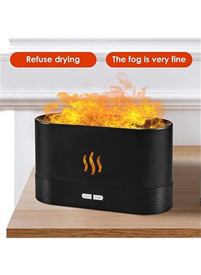 Flame Humidifier Fire Diffuser, Portable Noiseless Mist Air Aromatherapy Diffuser for Essential Oils for Home Office Bedroom with Night Light and No-Water Auto-Off Protection