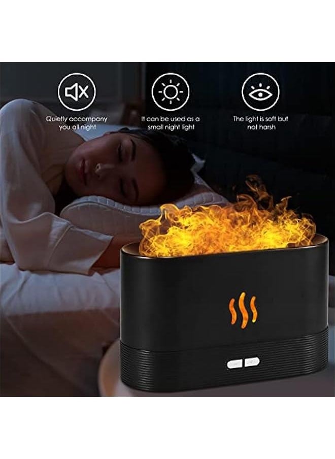 Flame Humidifier Fire Diffuser, Portable Noiseless Mist Air Aromatherapy Diffuser for Essential Oils for Home Office Bedroom with Night Light and No-Water Auto-Off Protection